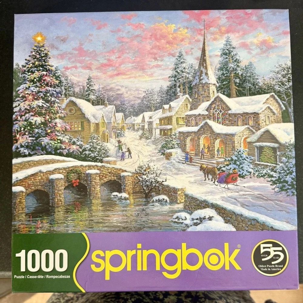 Springbok Heaven on Earth 1000 Piece Puzzle Winter Scene Bridge USA 2013 24 x 30